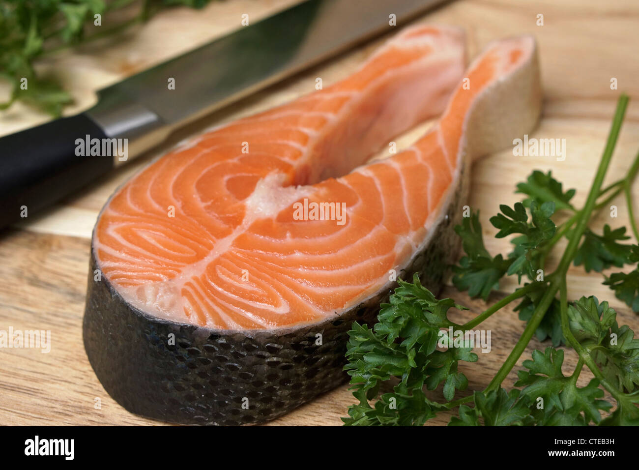 Roher Lachs, Lachs Filet Steak Stockfoto