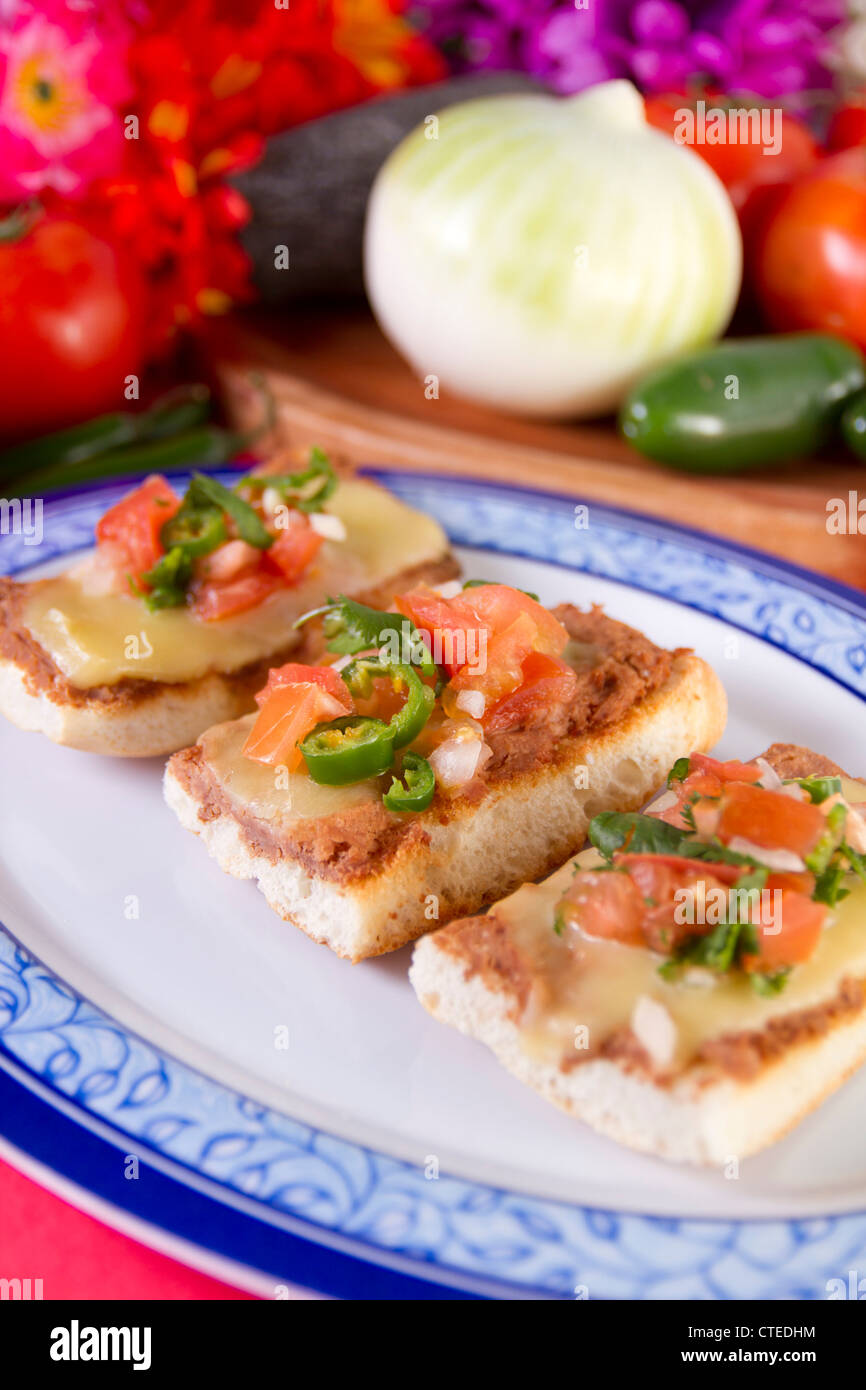 Molletes mexikanisches Gericht Stockfoto