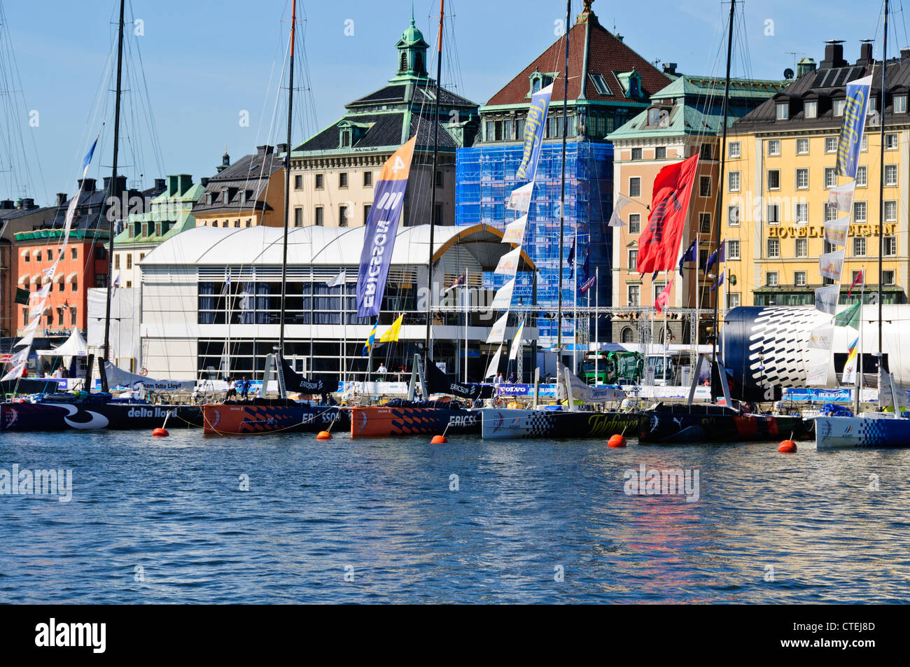 Stadsgardensleden, Hotels, Volvo Penta rund um die Welt-Regatta, Altstadt, Gamla Stan, Stockholm, Schweden, Skandinavien Stockfoto