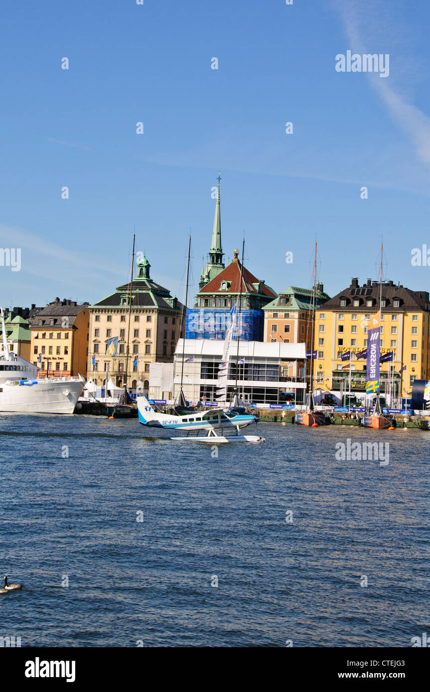 Stadsgardensleden, Hotels, Volvo Penta rund um die Welt-Regatta, Altstadt, Gamla Stan, Stockholm, Schweden, Skandinavien Stockfoto