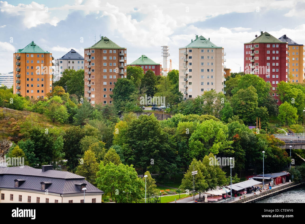 Städtische Häuser in Stockholm, Schweden Stockfoto