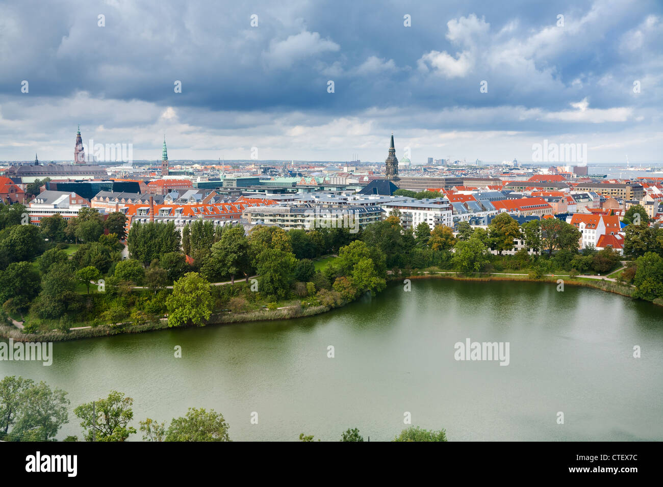 über Ansicht im Zentrum von Kopenhagen, Dänemark Stockfoto