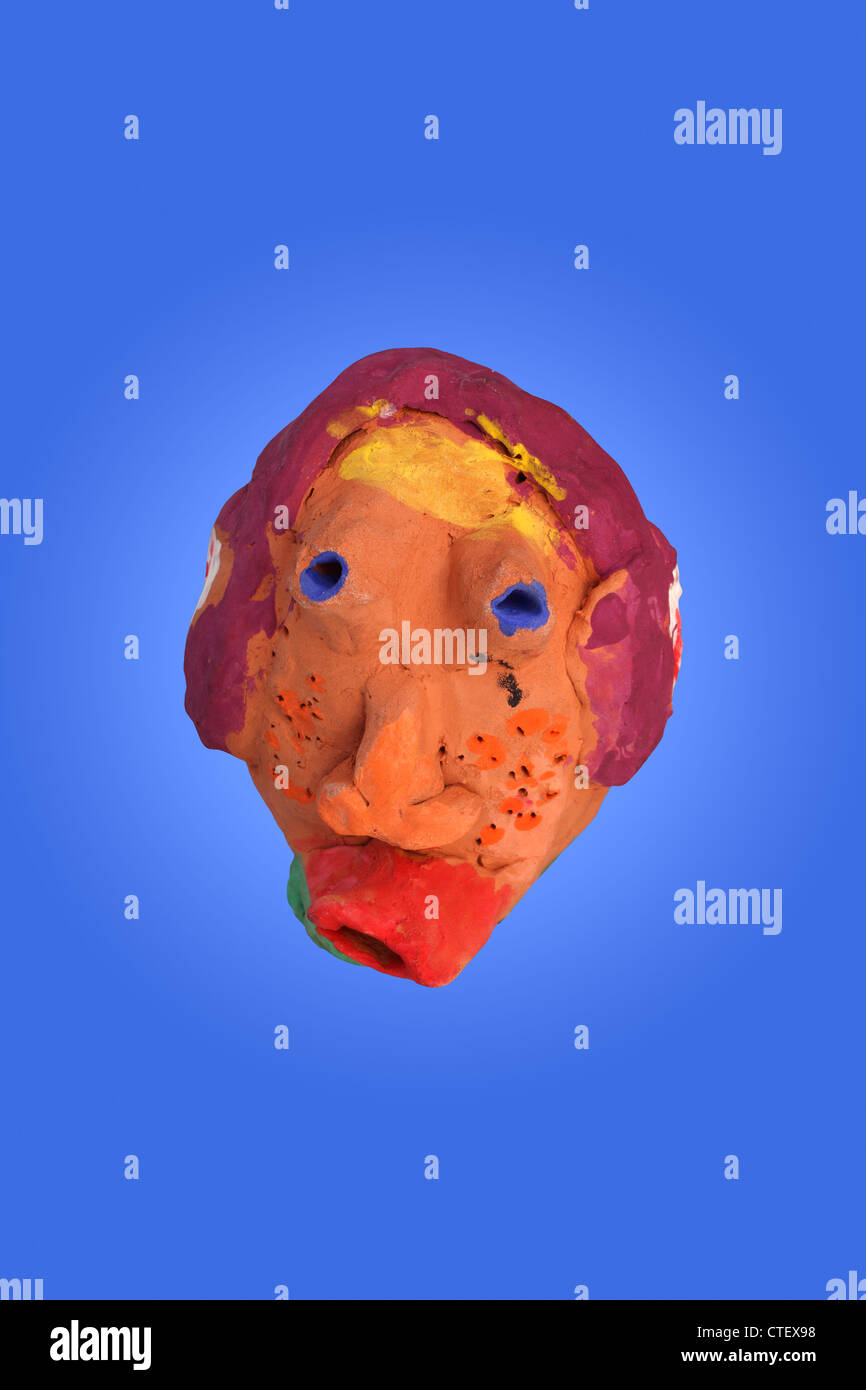 Ein Ton-Gesicht derer Gesicht Probleme, Flecken, trockene Haut etc. zeigen. Stockfoto