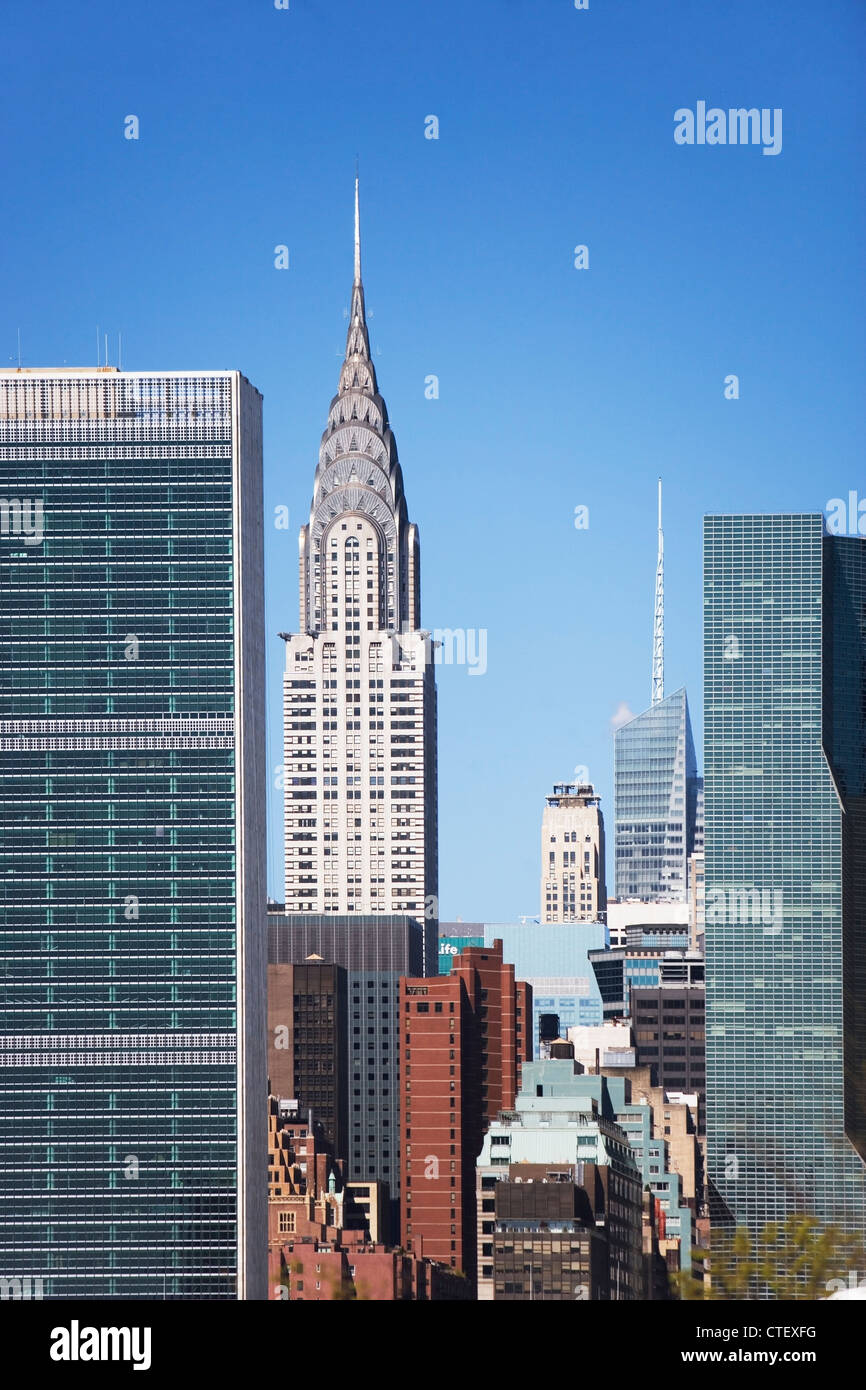 USA, New York, New York City, Manhattan, Skyline mit Chrysler Building Stockfoto