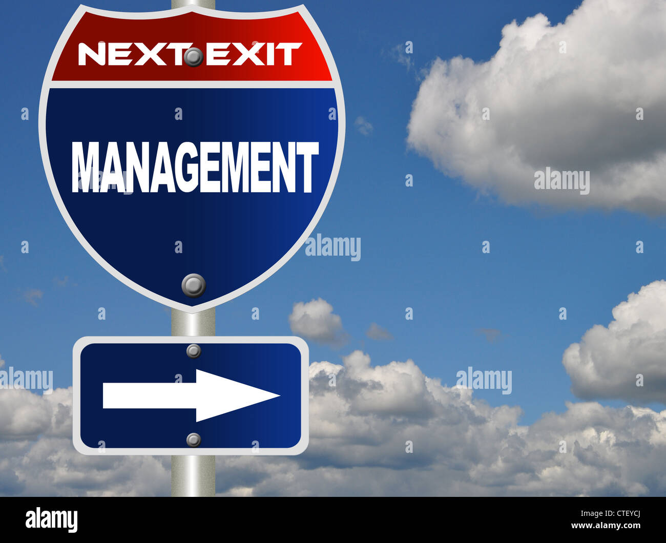 Management-Straßenschild Stockfoto