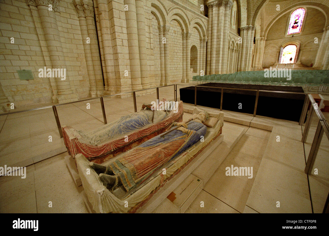 Abtei von Fontevraud, Loire, Frankreich. Juli 2012 enthält Gräber von 15 Mitgliedern der Familie Plantagenet, einschließlich: Heinrich II. von England Stockfoto