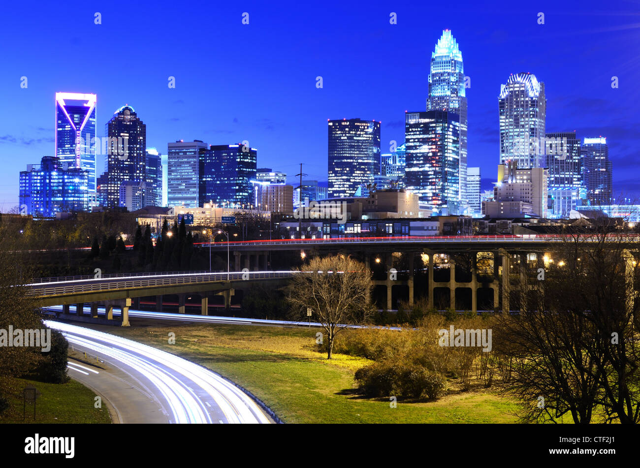 Die Skyline der Innenstadt Charlotte, North Carolina, USA Stockfoto