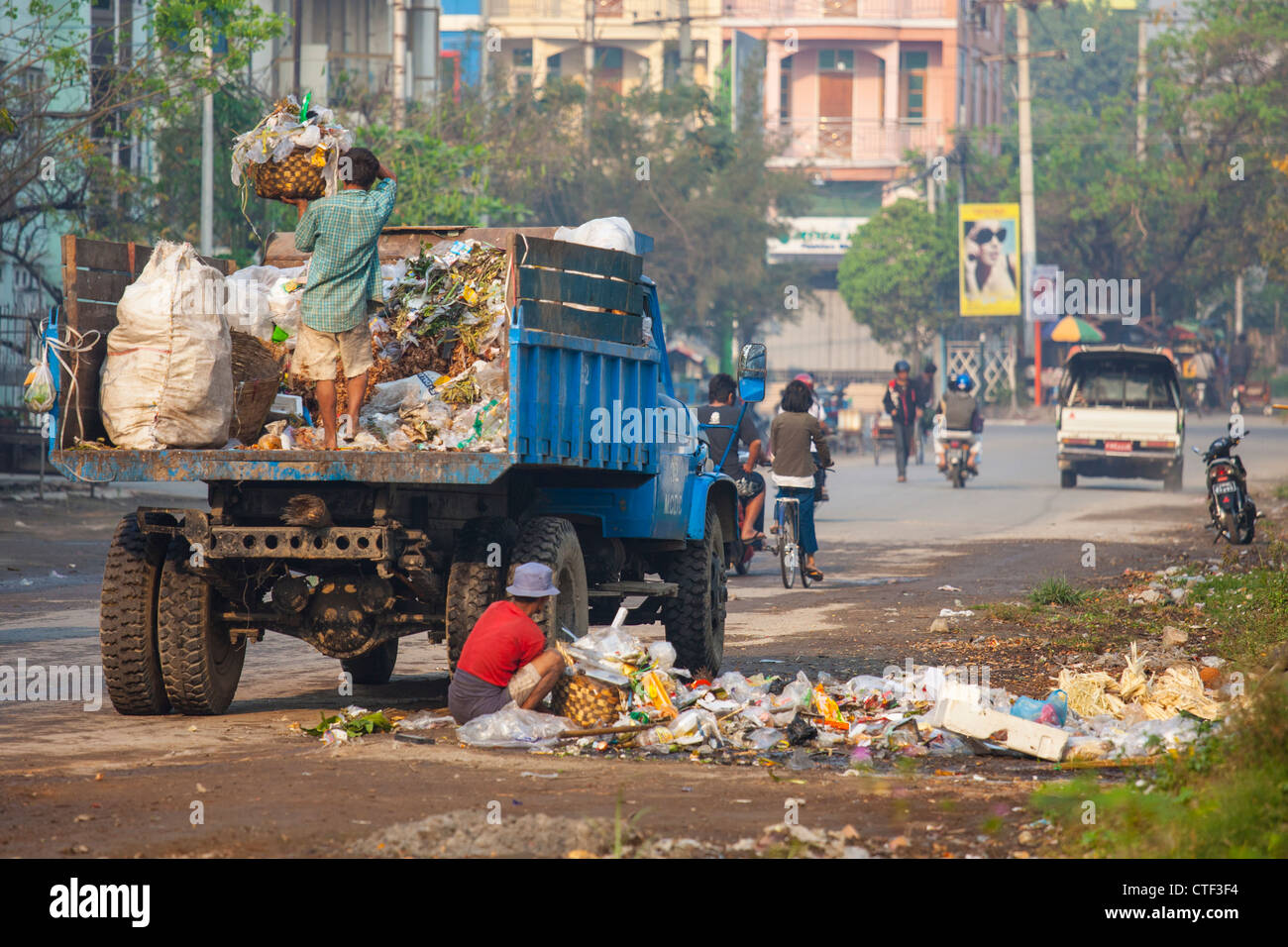 Müllabfuhr in Mandalay, Myanmar Stockfoto