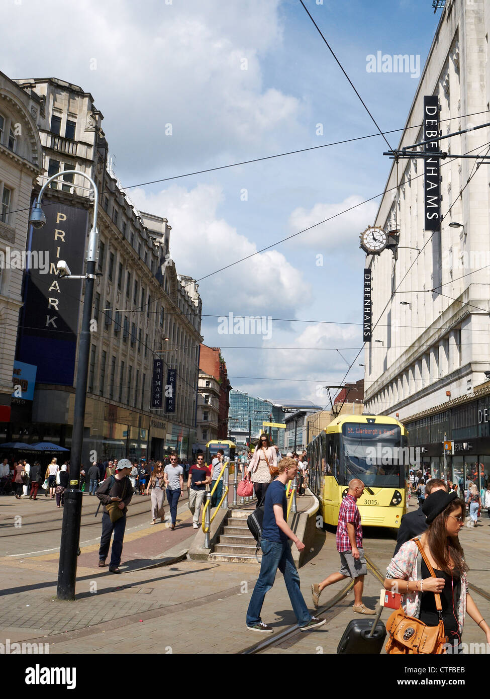 Markt Straße Manchester City Centre UK Stockfoto