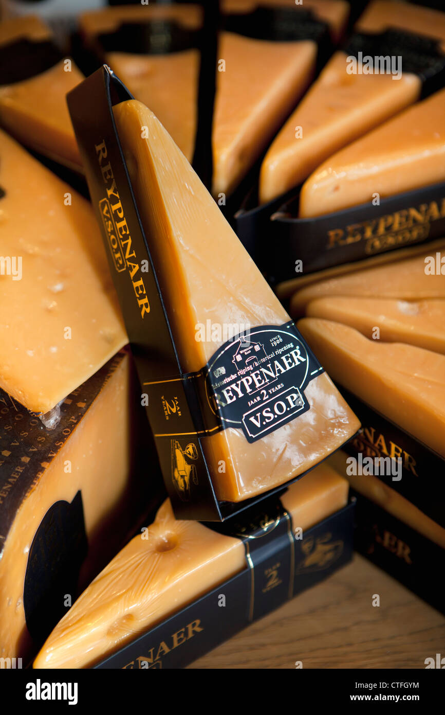 Die Niederlande, Amsterdam, bekannten Käsemarke Reypenaer. Stockfoto