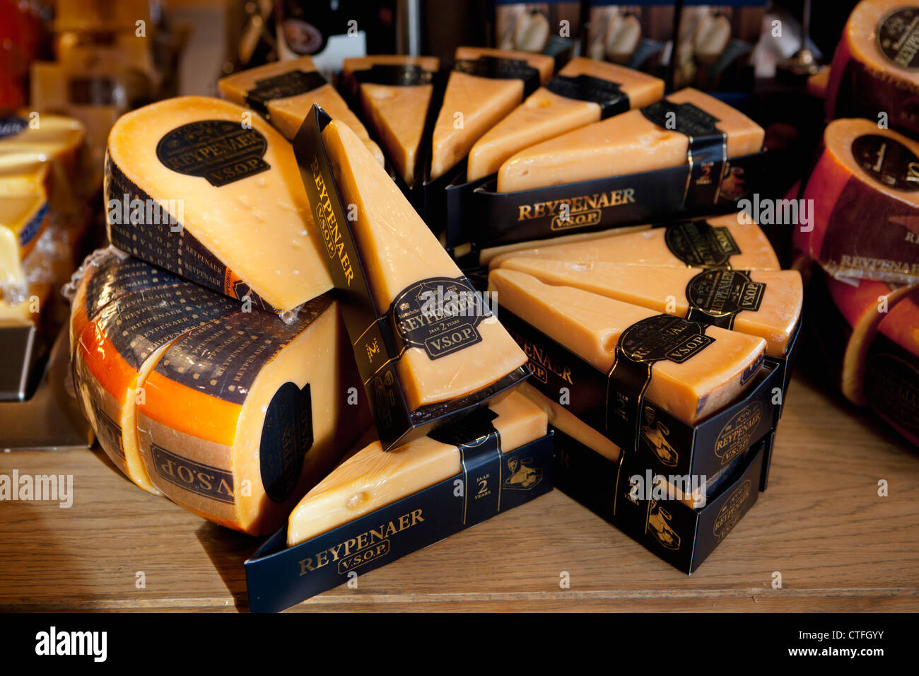 Die Niederlande, Amsterdam, bekannten Käsemarke Reypenaer. Stockfoto