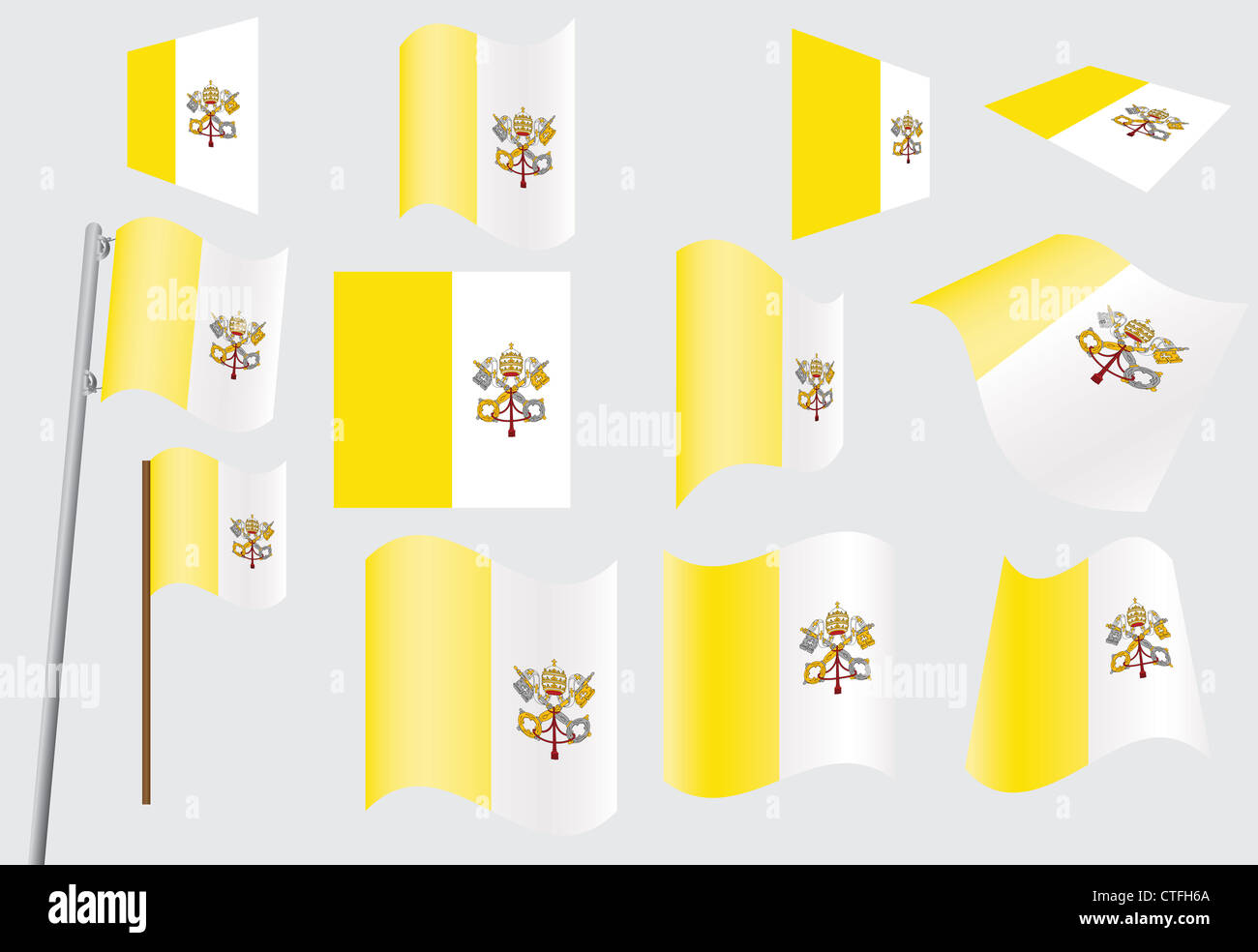 Satz von Flags der Vatikanstadt illustration Stockfoto