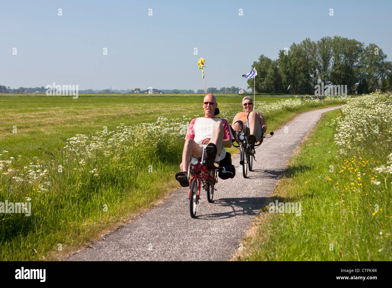 Die Niederlande, Wijns, Recumbent Fahrräder Stockfoto