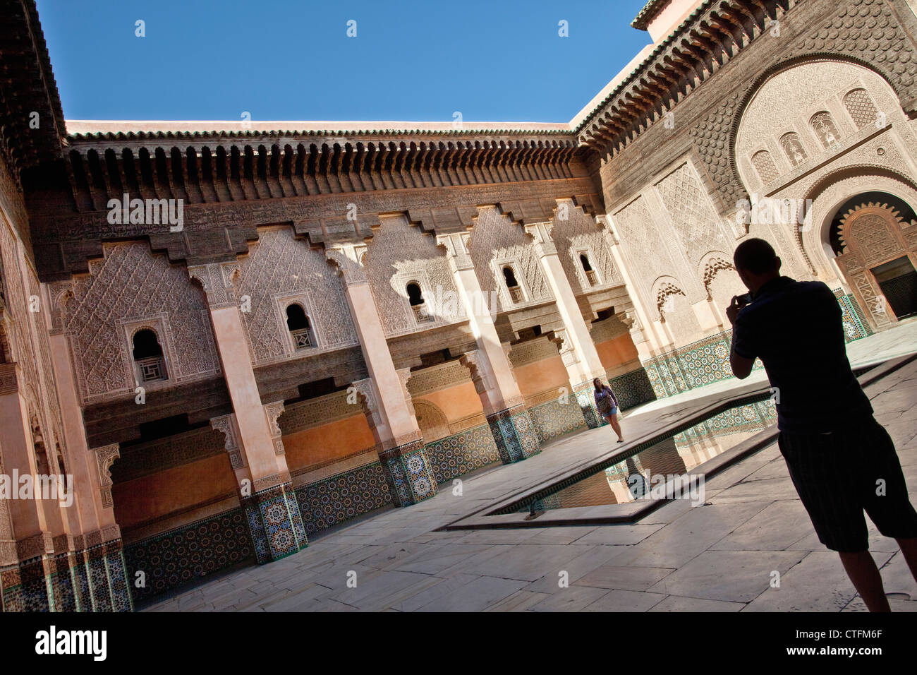 Marokko, Marrakesch Medina, Ali Ben Youssef Medersa. Stockfoto