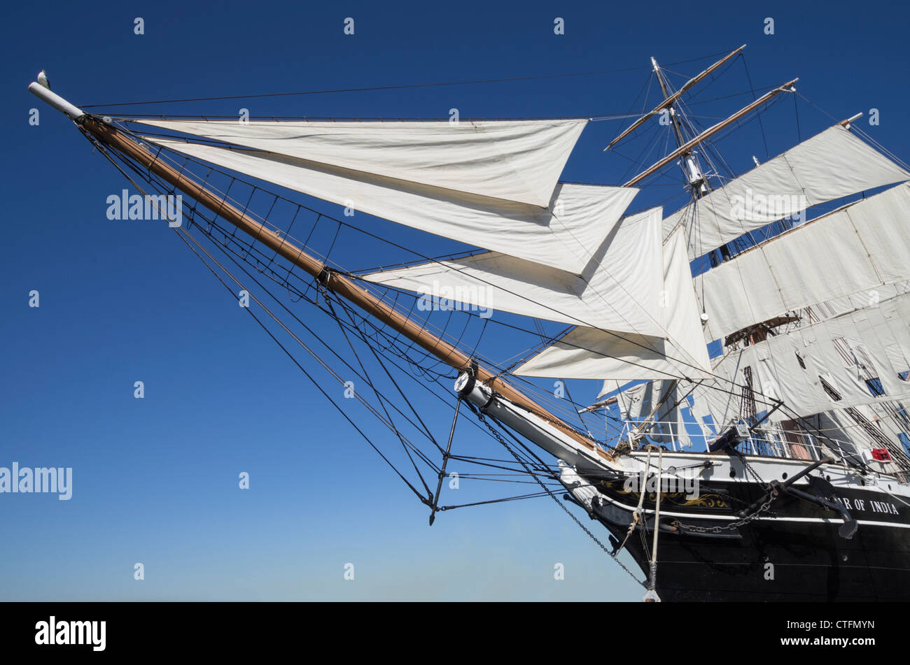 Stern von Indien Segelschiff festgemacht in San Diego Kalifornien Stockfoto