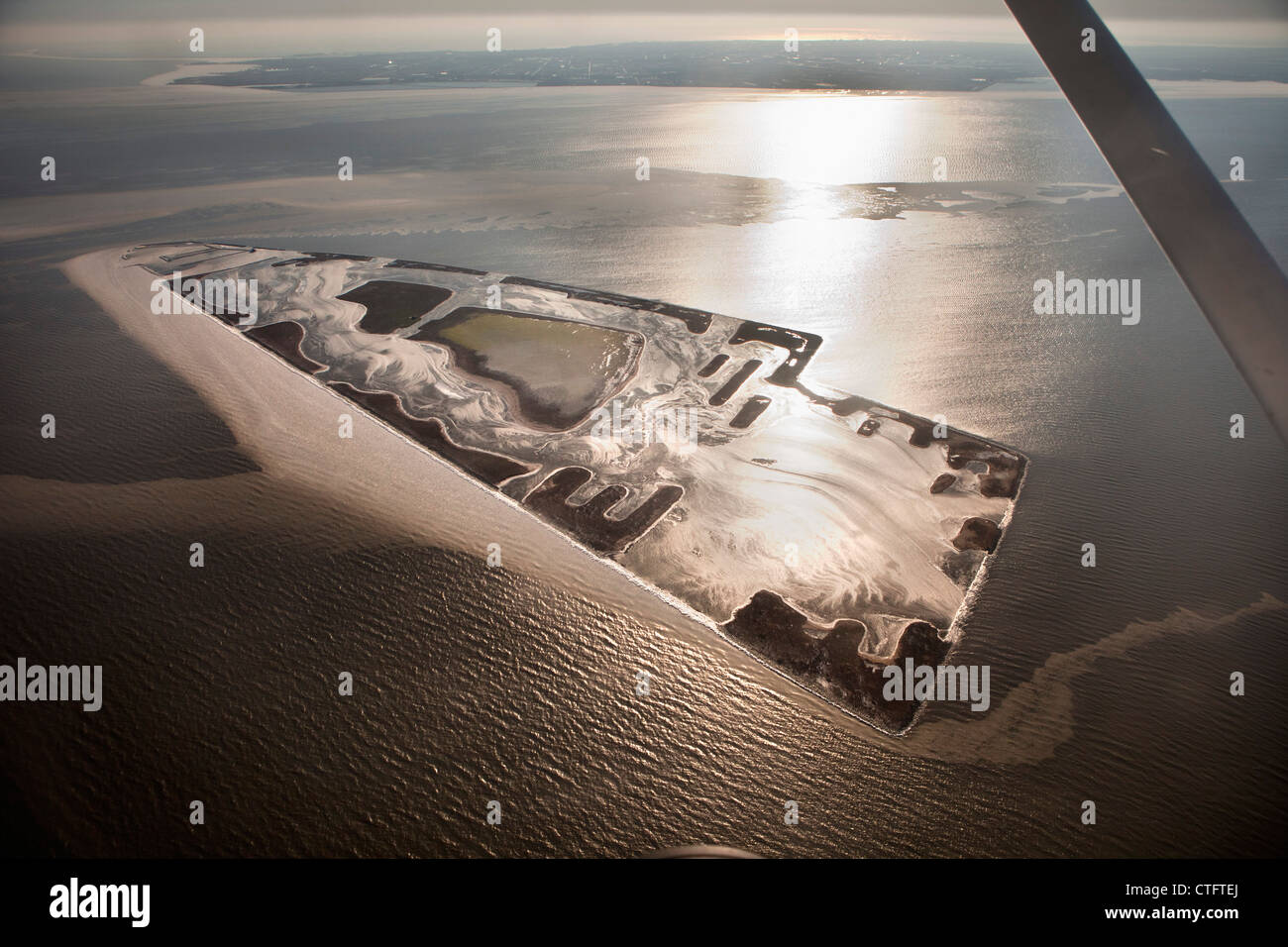 Die Niederlande, Andijk, künstliche Insel namens The Lame, niederländische Forstverwaltung. Luft. Stockfoto