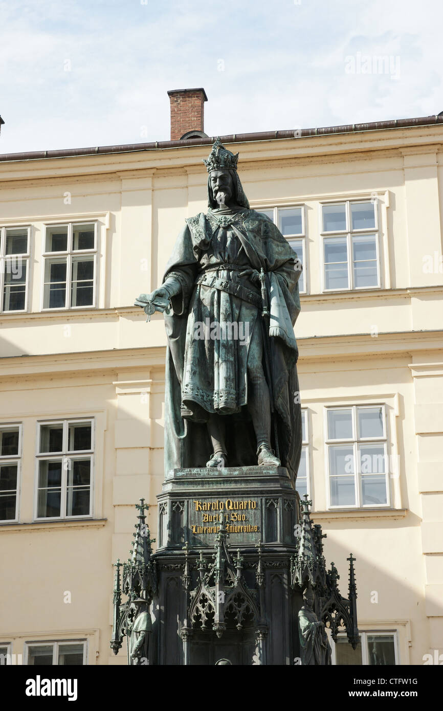 Karl IV. von Luxemburg, i. von Böhmen und IV Deutschlands (1316-1378). Holy Roman Emperor und König von Böhmen. Die Statue. Prag. Stockfoto