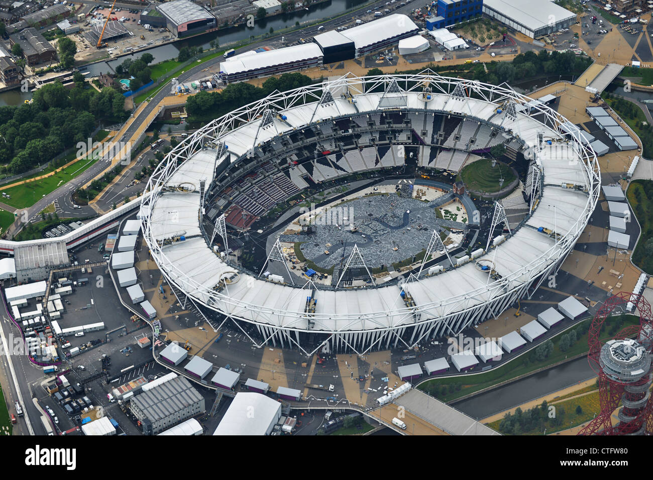 Luftaufnahmen von London 2012 Olympische Stadion Stockfoto