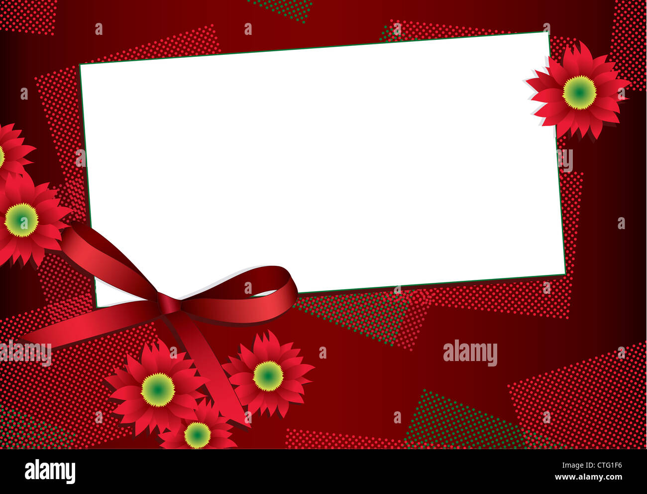 Geschenk-Karte mit Blumen und Band und Kopie Platz für Ihren text Stockfoto