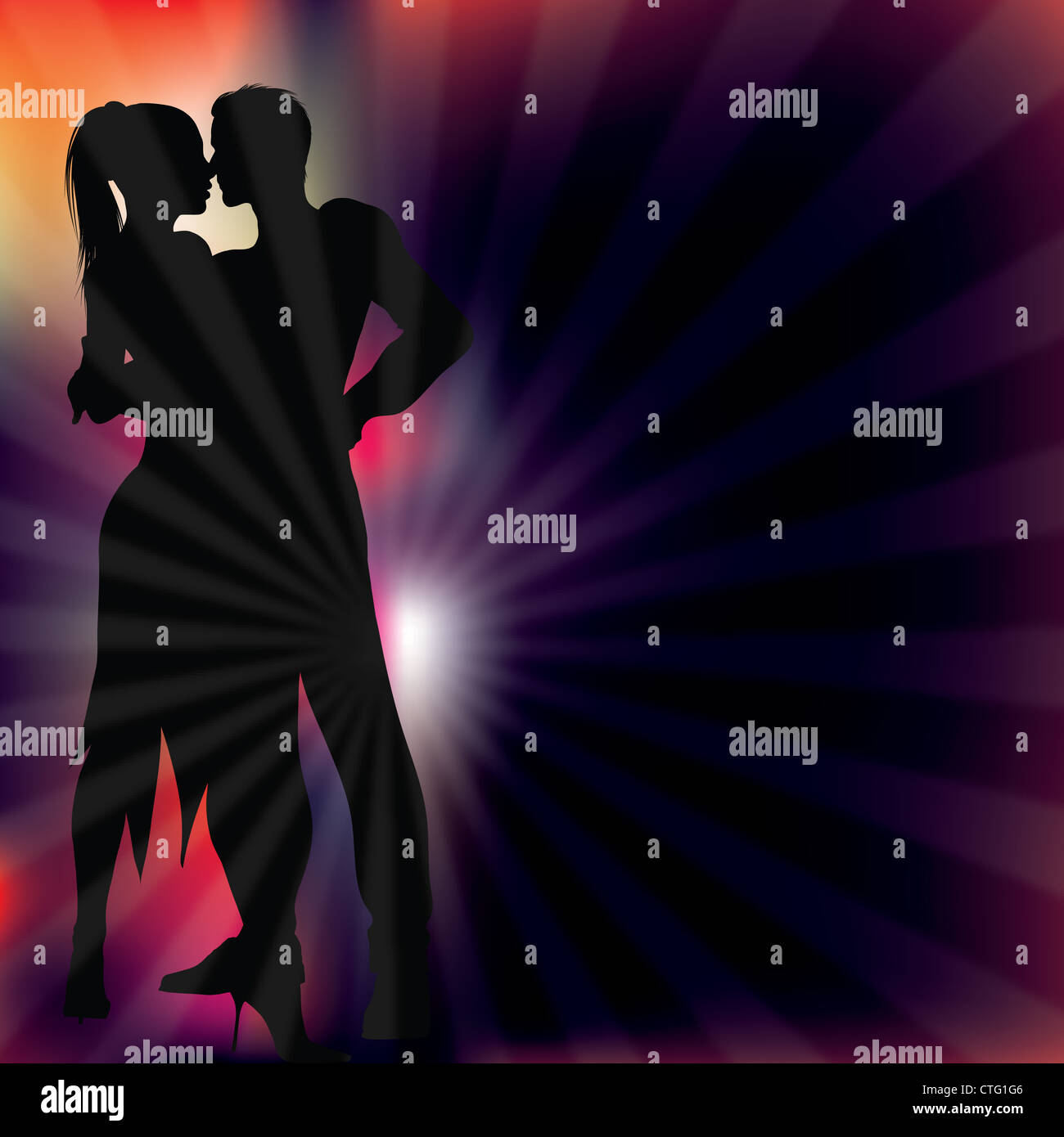 Tänzer-Silhouette mit Ray hellen Hintergrund Vektor-illustration Stockfoto