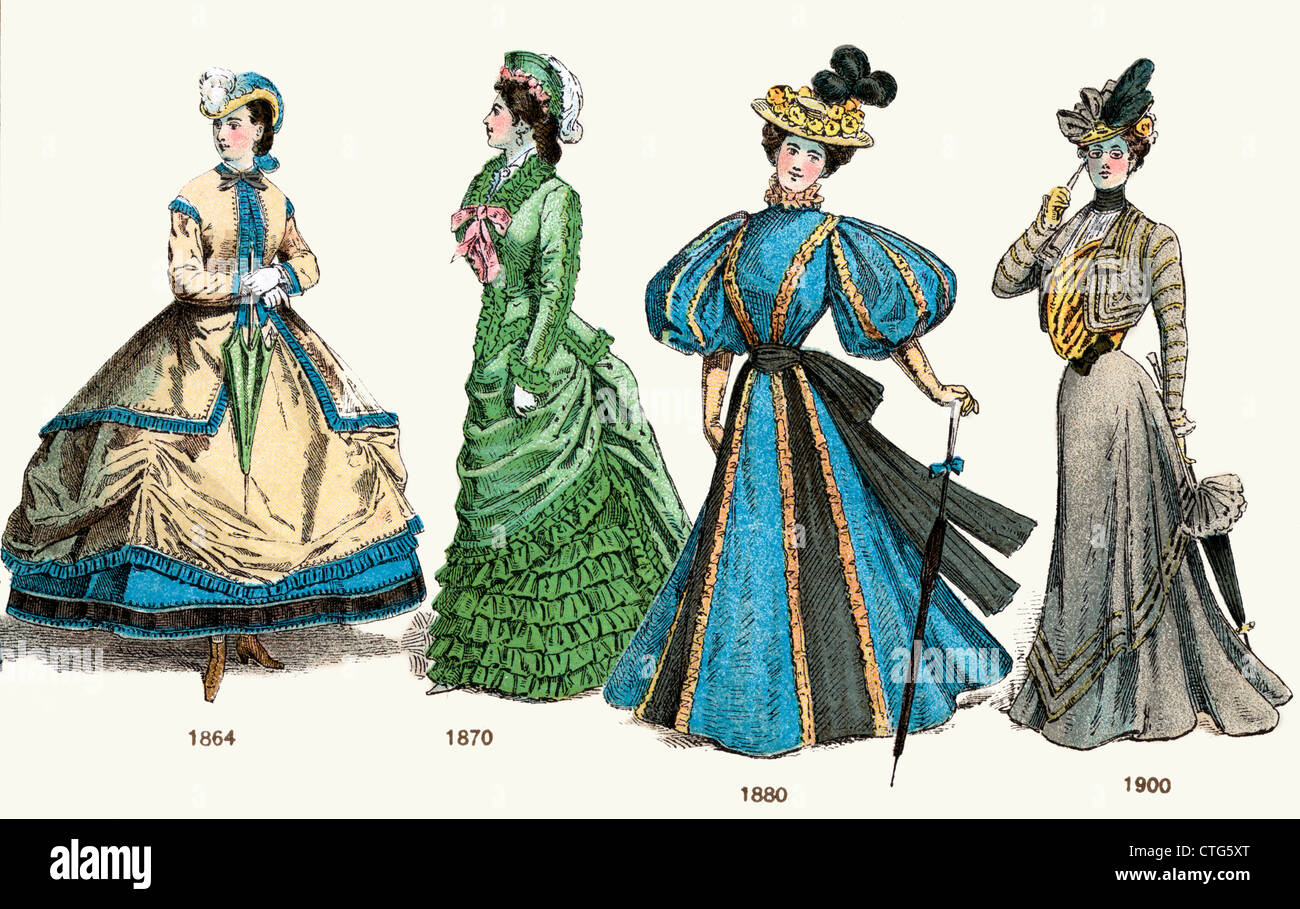 Spaten Viktorianischen Damen Mode Des 19 Jahrhunderts Von 1864 Reifrock 1870 Treiben 1880 Ballon Armel 1900 Wespentaille Stockfotografie Alamy