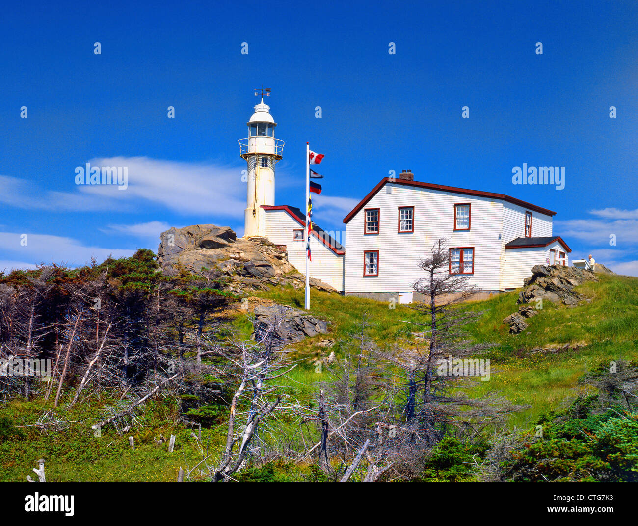 Cape Forchu Leuchtturm und Fischerdörfer in Ostkanada, Nova Scotia; Ostküste; Kanada; Nord-Amerika Stockfoto