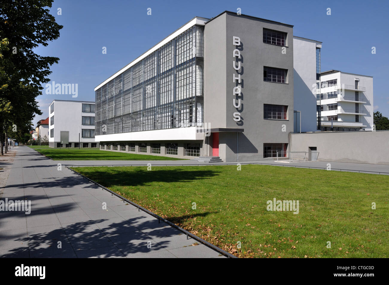 Bauhaus von Süden, Dessau Stockfoto