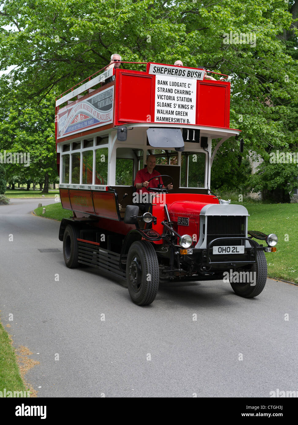 dh National Motor Museum BEAULIEU HAMPSHIRE Replik Bus LGOC B-Typ B340 Vintage London Bus open top uk Air Museen Omnibus Stockfoto