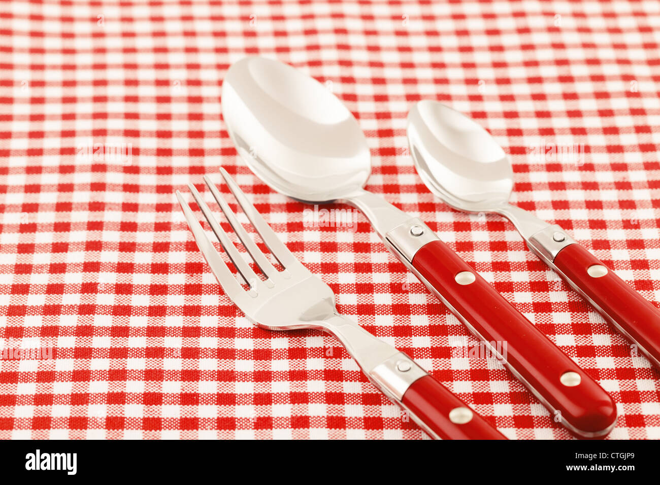 Löffel, Gabel und Messer Tischdekoration Stockfoto