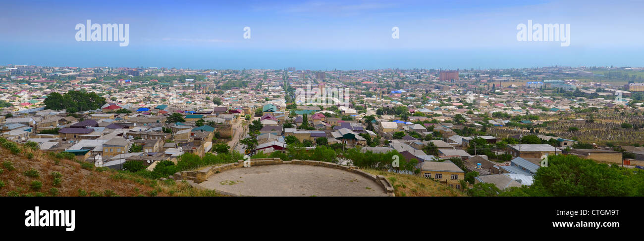 Panorama von Derbent - 5000 Jahre alte Stadt. Dagestan. Russland. Stockfoto
