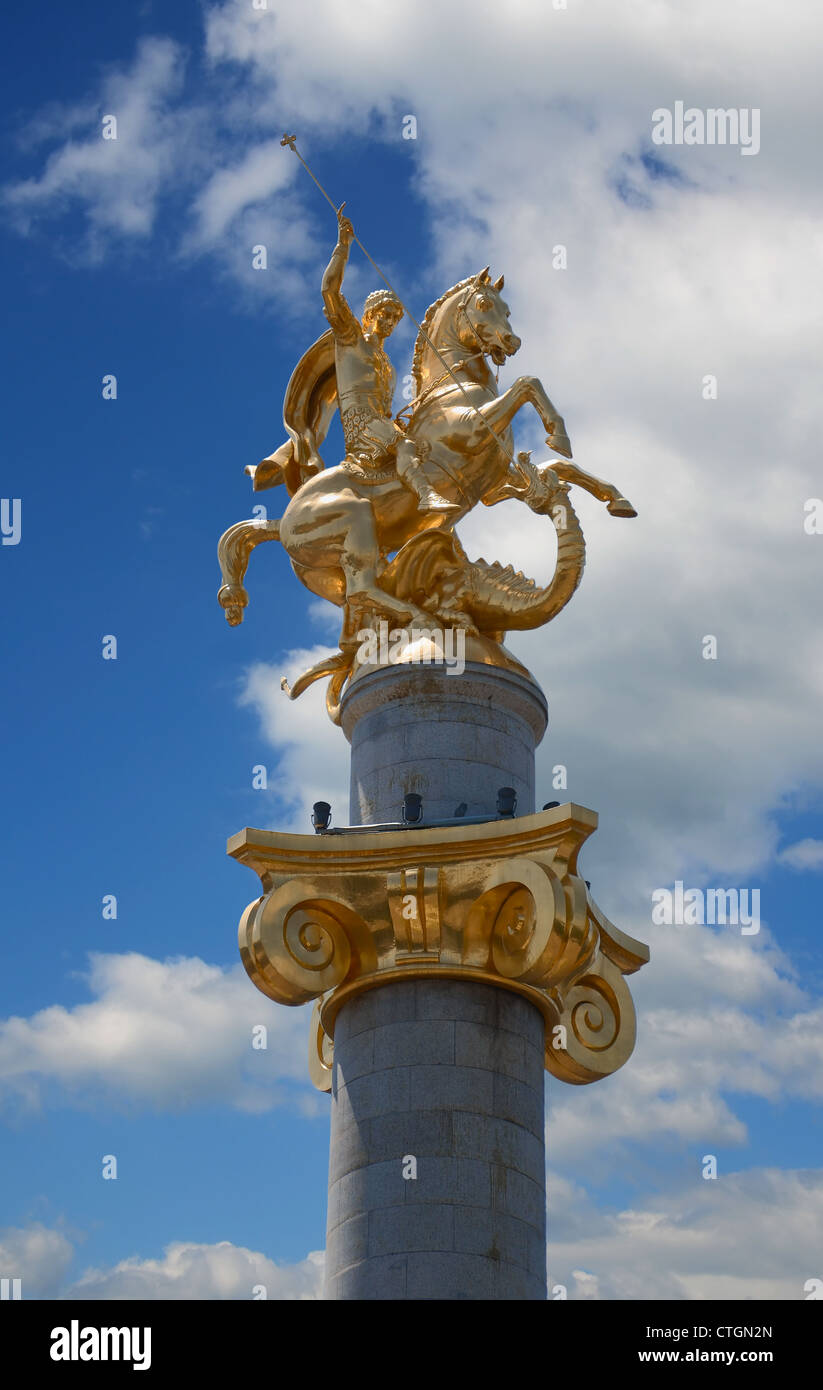 Gold St. Georg-Denkmal. Tbilisi. Georgien. Stockfoto
