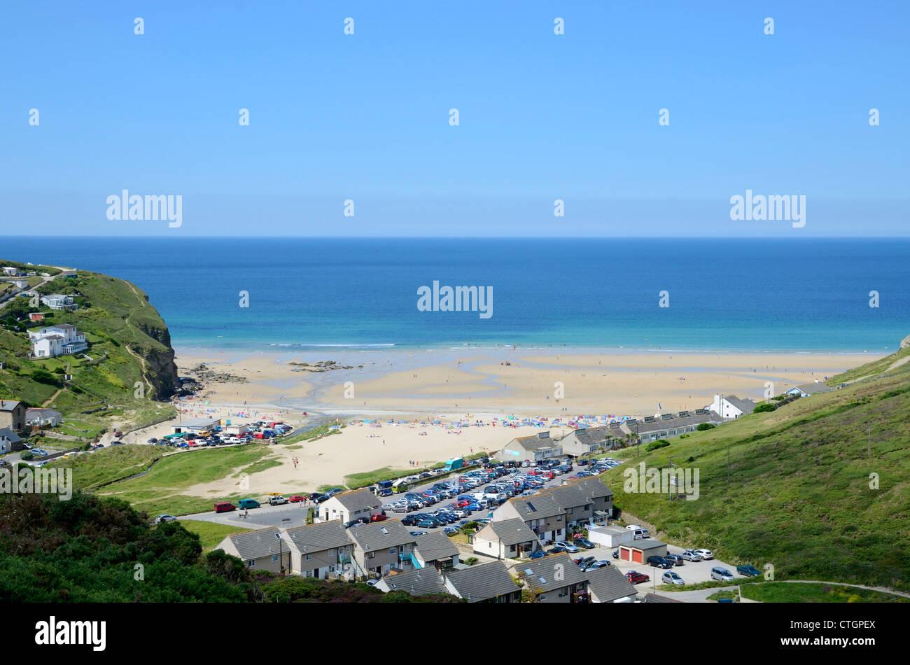 Ein Sommertag am Porthtowan in Cornwall, Großbritannien Stockfoto