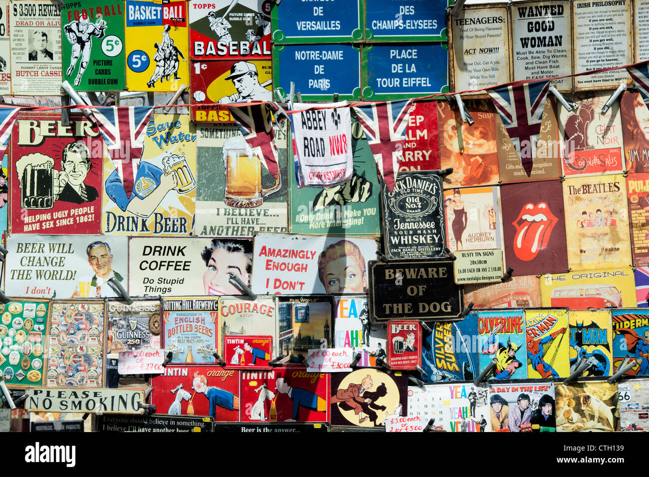 Emaillierte Schilder. Der Portobello Road. London Stockfoto