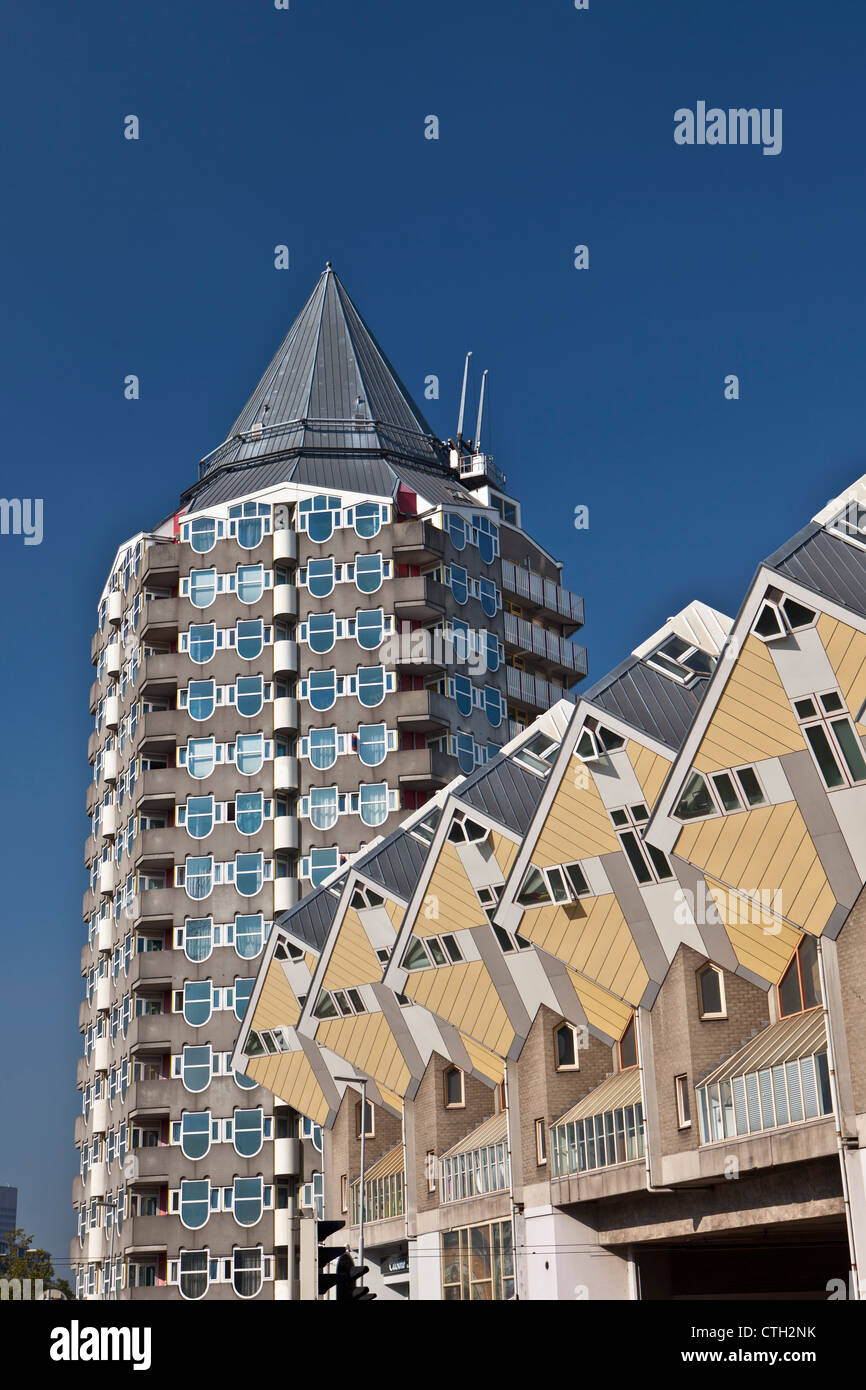 Niederlande, Rotterdam, Kubushäuser, Architekt Jan Blom. Stockfoto