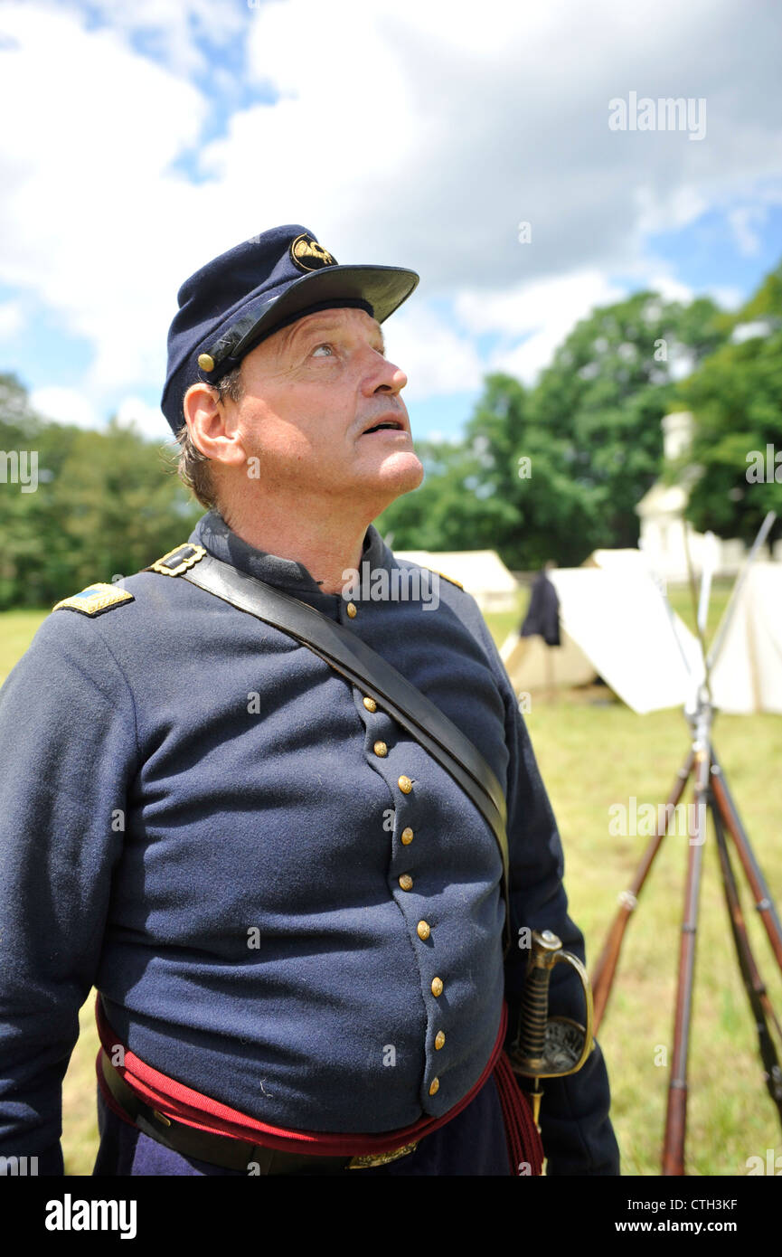 Alten Bethpage, New York, USA - 21. Juli 2012: WILLIAM (BILL) CARMAN von Wantagh, NY, dessen Ur-Großvater, John Carman, Mem wurde Stockfoto