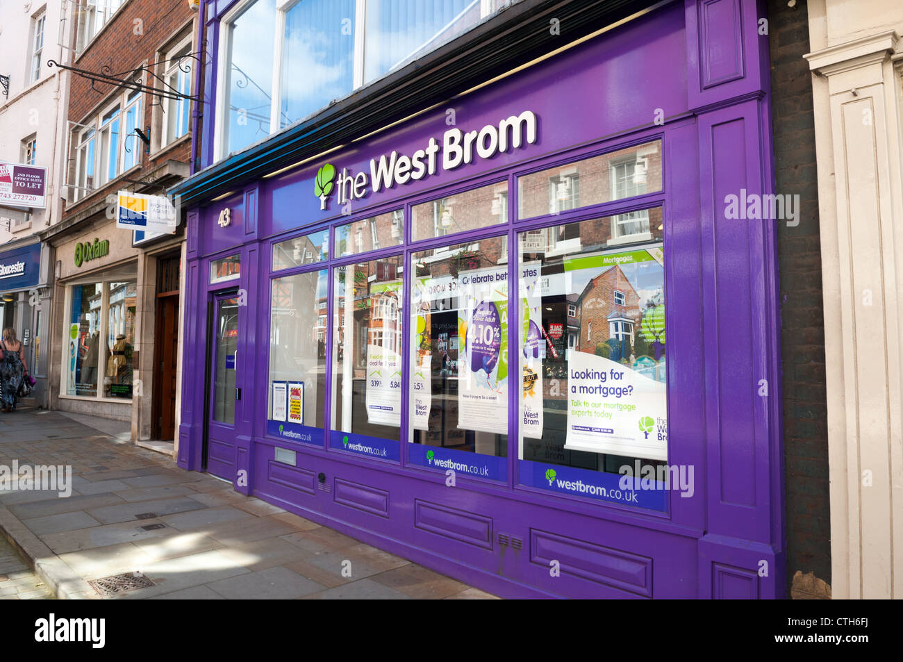 West Bromwich Building Society Ladenfront, Shrewsbury, England Stockfoto