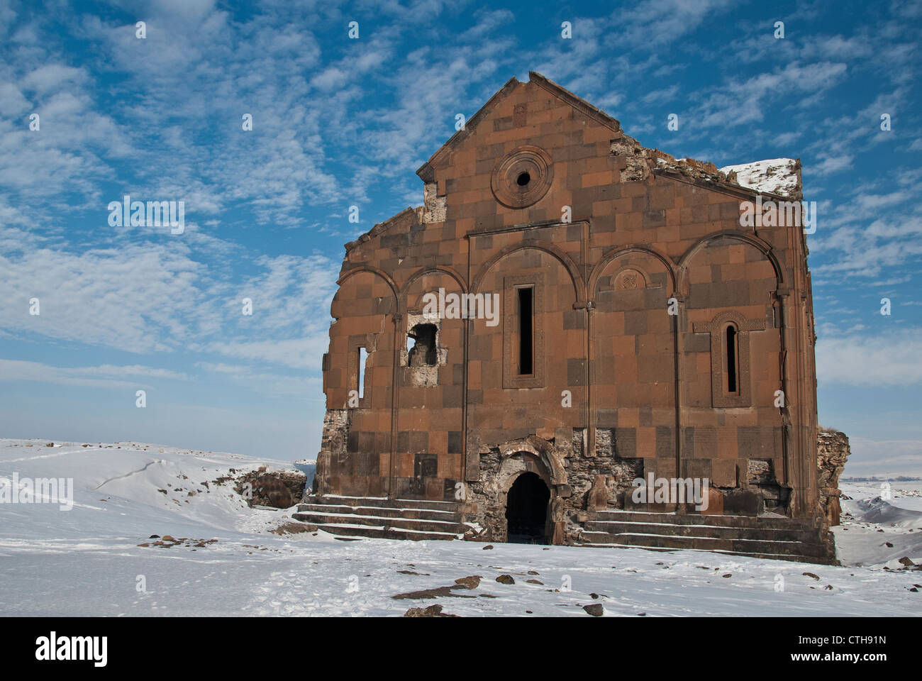 Alte Ruinen von Ani bei Winterzeit, Kars, Ost-Anatolien, Türkei Stockfoto