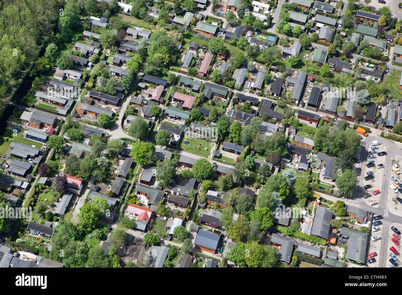 Niederlande, Tienhoven, Ferienhäuser. Luft. Stockfoto