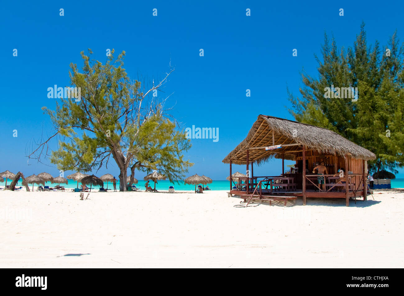 Strandbar, Paradise Beach, Cayo Largo del Sur, Kuba Stockfoto