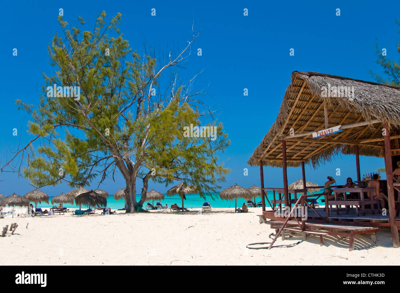 Strandbar, Paradise Beach, Cayo Largo del Sur, Kuba Stockfoto