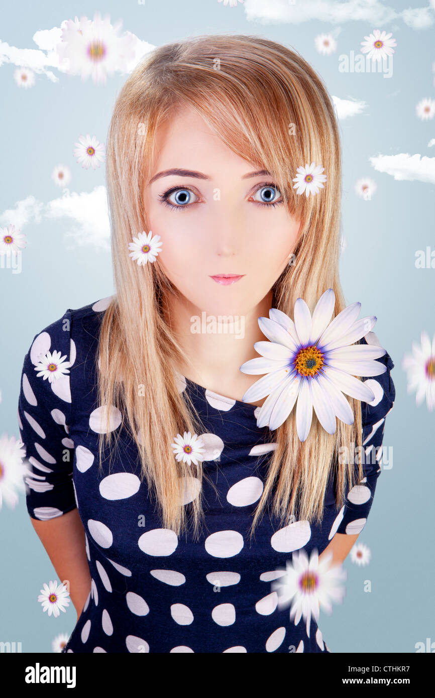 Schönes Mädchen, ähnlich wie manga Stockfoto