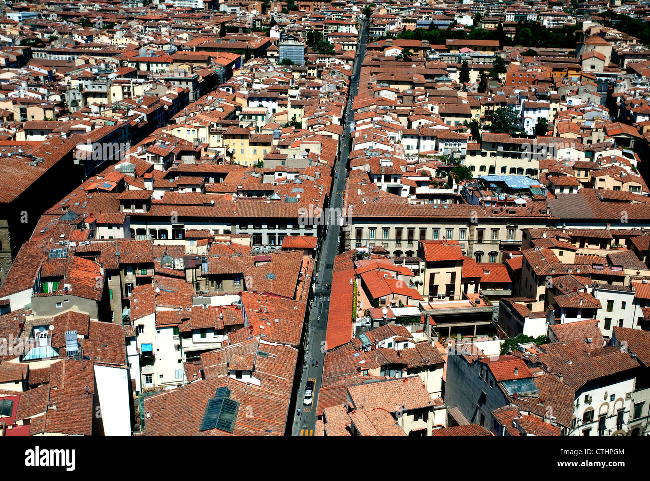 Ansicht von oben der Campanile in Florenz, Italien Stockfoto