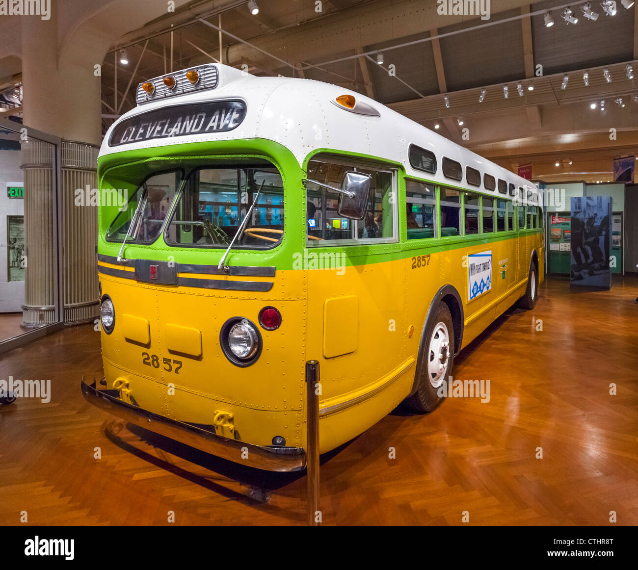 Bus auf dem Rosa Parks weigerte sich, ihren Sitzplatz in Montgomery 1955, Henry Ford Museum, Dearborn, Detroit, Michigan, USA Stockfoto