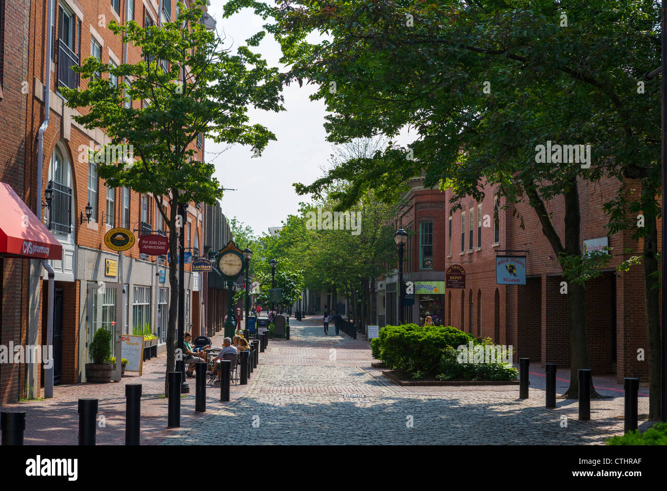 Essex Street in der Innenstadt von Salem, Massachusetts, USA Stockfoto