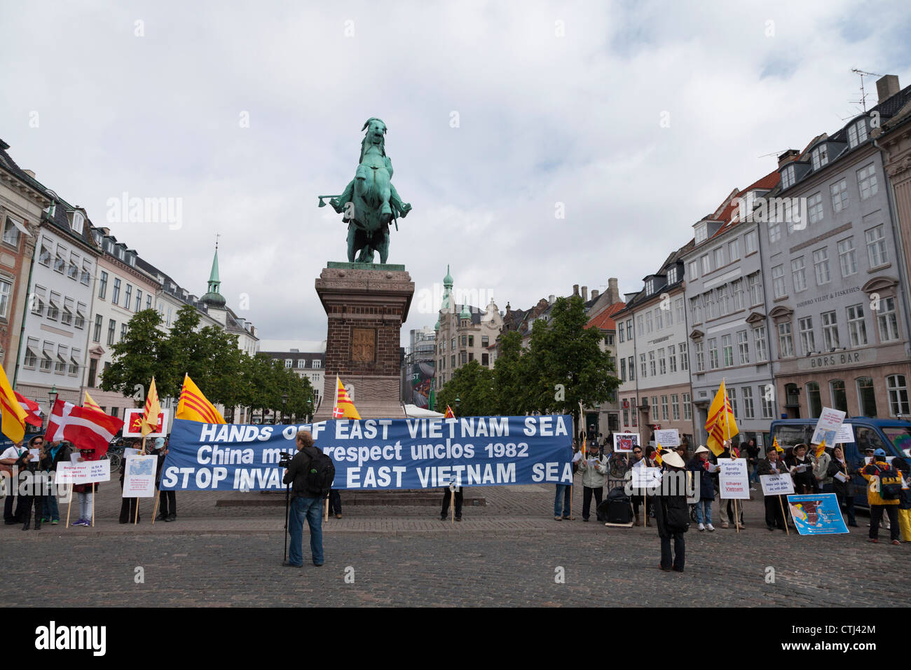 Chinesische Führung besuchen Sie Funken Proteste in Kopenhagen Stockfoto