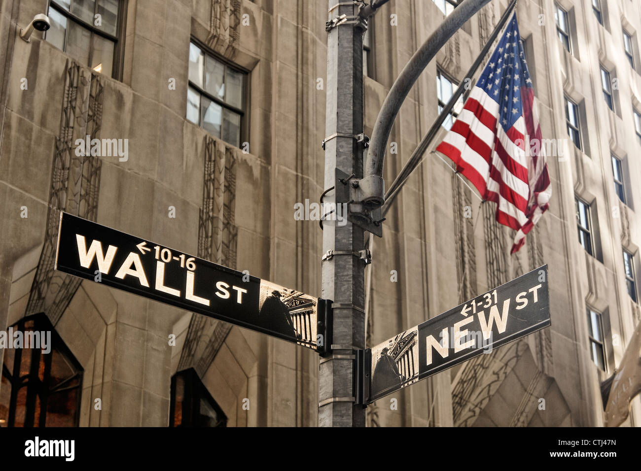 Zeichen Wall Street, Bankenviertel, Lower Manhattan, New York Stockfoto