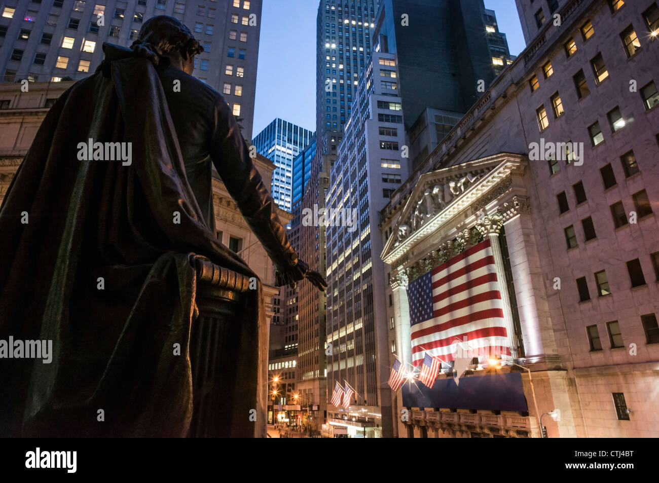 Statue von George Washington, New York Stock Exchange, Wall Street New York Stockfoto