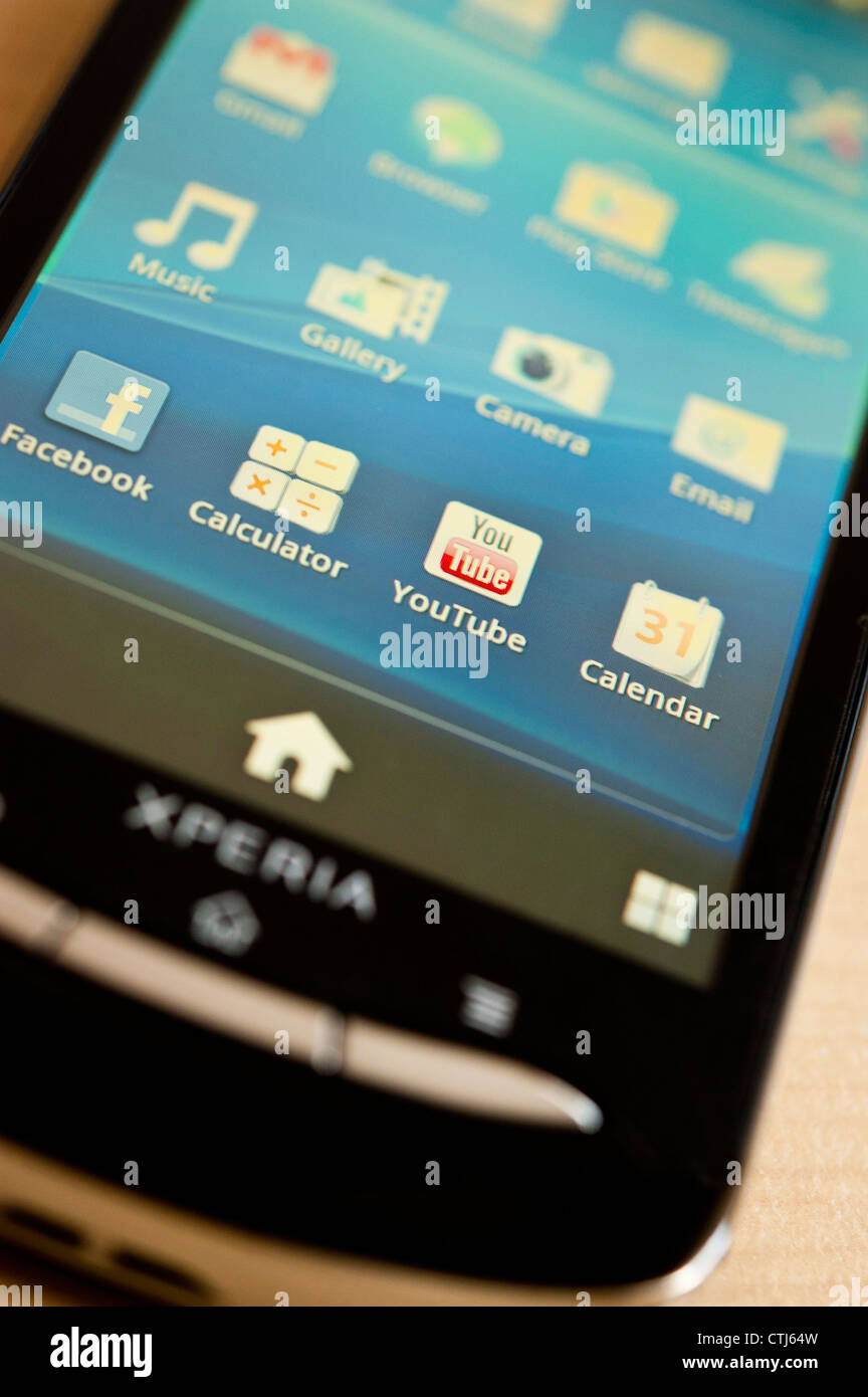 Schwarz Sony Ericsson Experia smart phone Stockfoto
