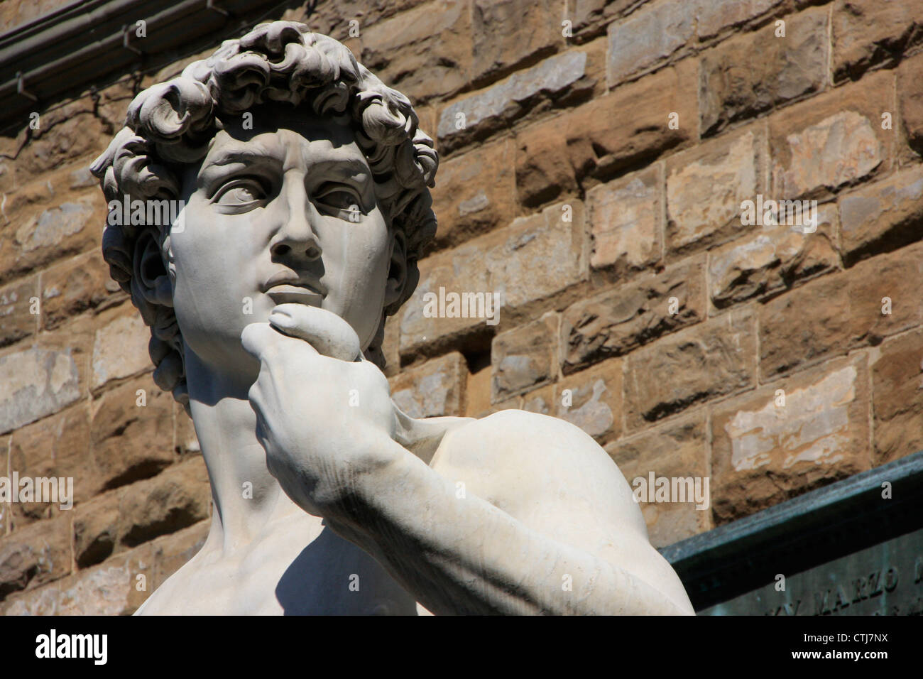 Detail der Statue des David von Michelangelo, Florenz, Italien Stockfoto