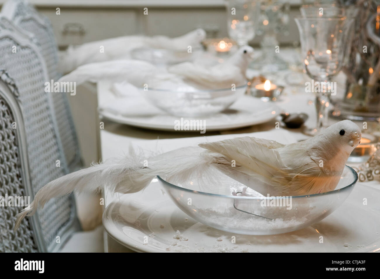 Edelstein Weihnachten Tischdekoration Stockfoto